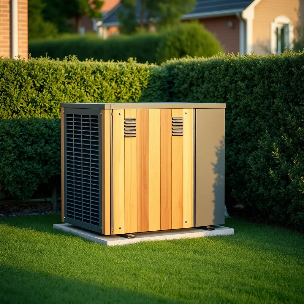 Caisson anti-bruit ventilé installé autour d'une pompe à chaleur pour réduire les nuisances sonores