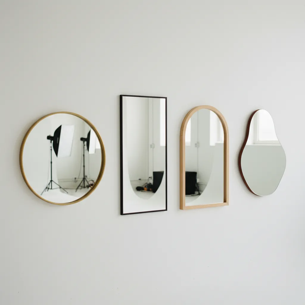 Comparaison des quatre formes principales de miroirs surdimensionnés : rond, rectangulaire, arche et organique