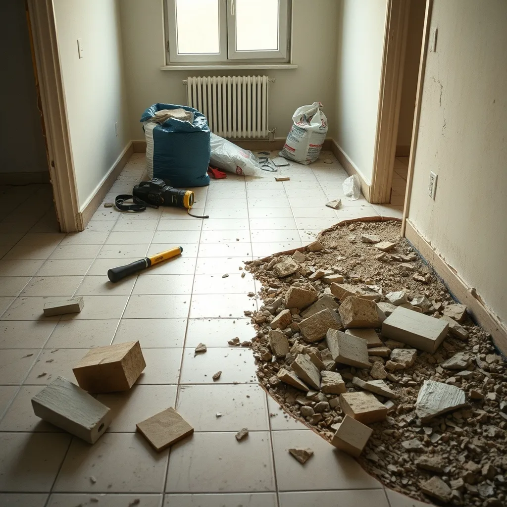 Démolition complète d'un ancien carrelage pour repartir sur un support sain