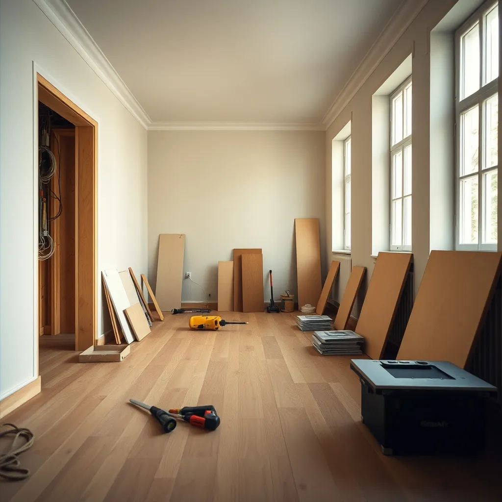 Chantier en cours : électricité et parquet, deux postes majeurs du devis rénovation
