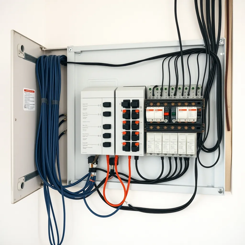 Tableau électrique neuf avec repérage des circuits et disjoncteurs différentiels conformes à la NF C 15-100