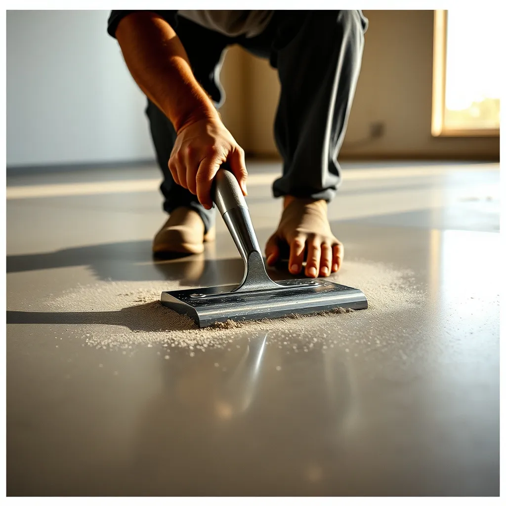 Application du béton ciré à la taloche inox par un artisan certifié