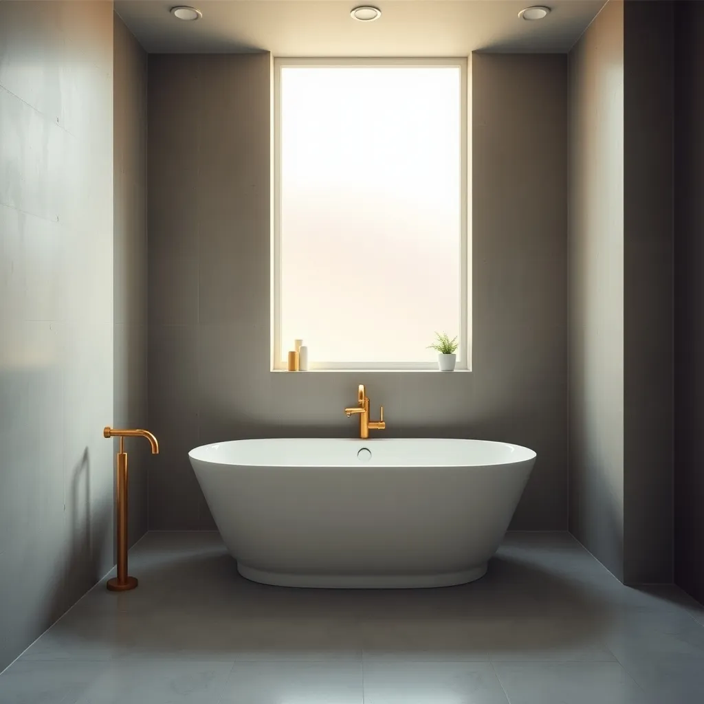 Salle de bains parisienne entièrement revêtue de béton ciré gris clair