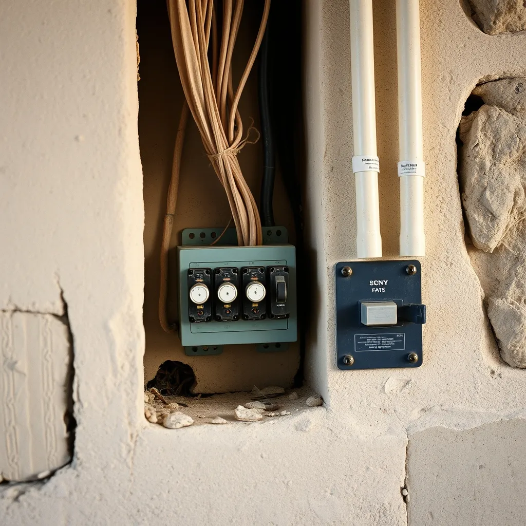Ancien câblage en fils sous coton confronté aux nouvelles gaines ICTA lors d'une rénovation électrique