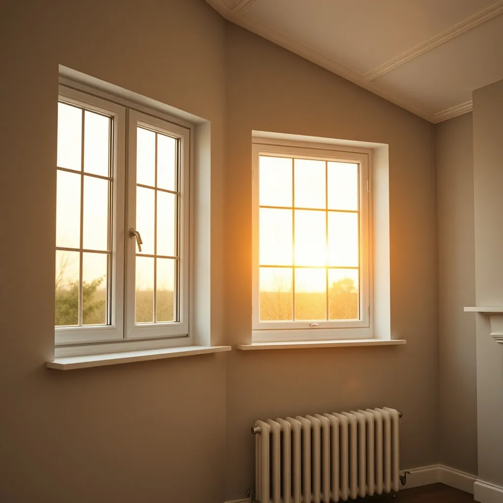 Fenêtres PVC double vitrage neuves dans un séjour rénové, lumière naturelle optimale