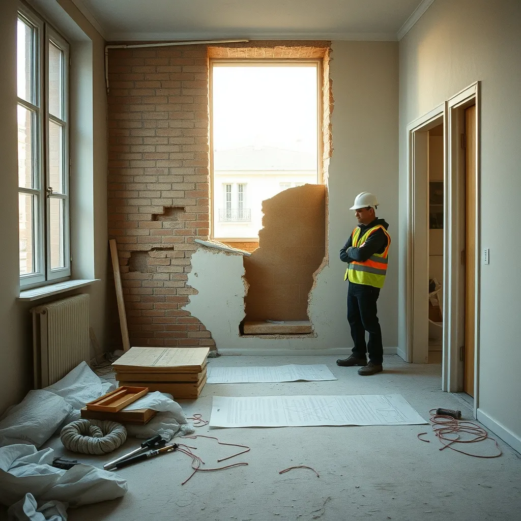 Un chantier de rénovation intérieure en copropriété avec protections des parties communes et dossier technique à portée de main