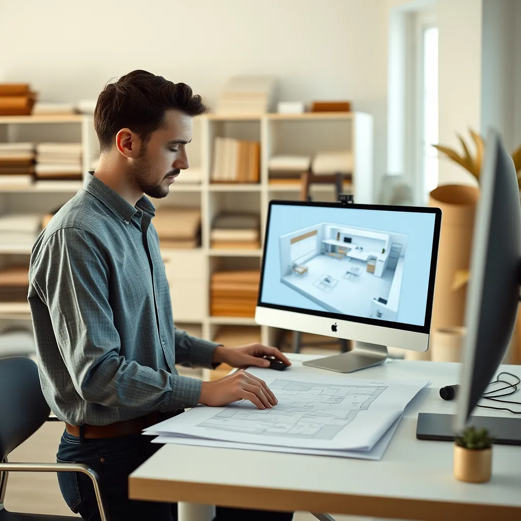 Travail de simulation pièce par pièce dans un atelier d'architecture d'intérieur