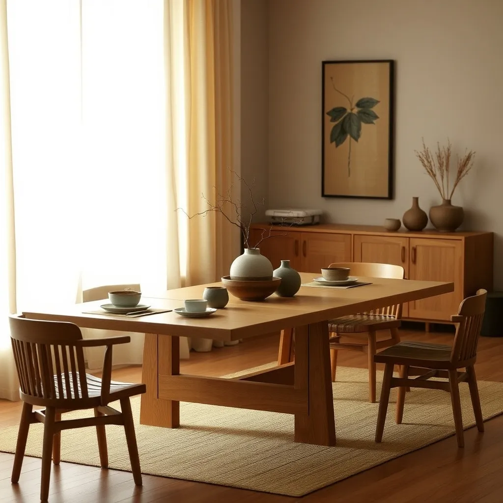 Le style japandi associe la rigueur japonaise à la chaleur scandinave dans cette salle à manger épurée