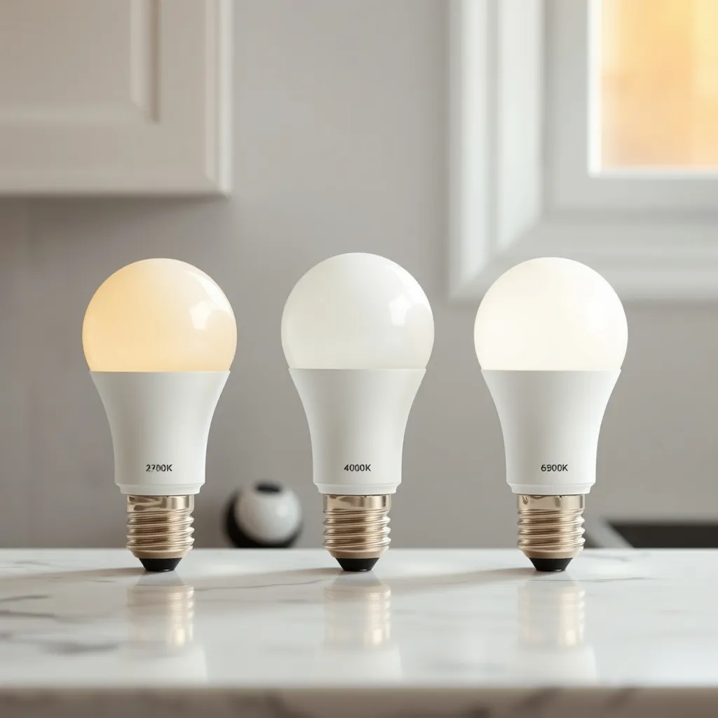 Trois températures de couleur côte à côte : blanc chaud 2 700 K, blanc neutre 4 000 K et blanc froid 6 500 K
