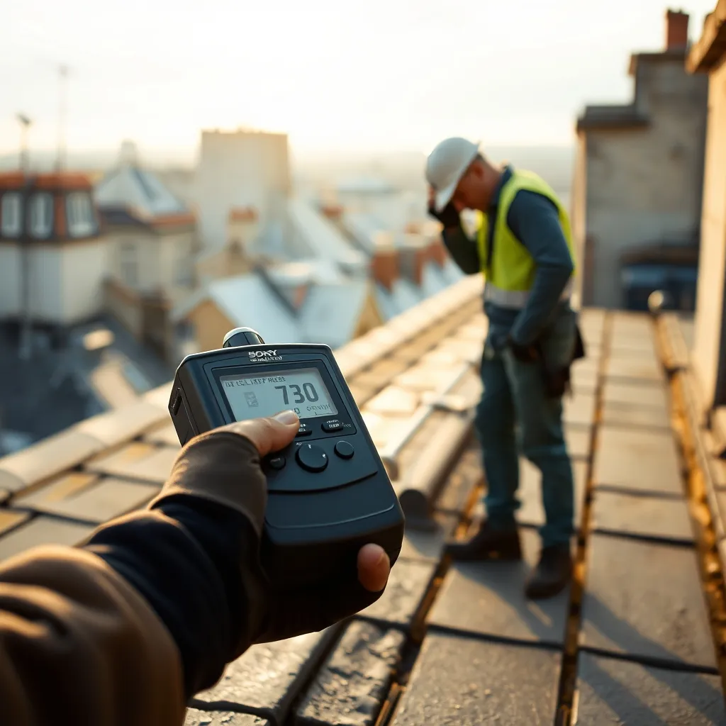 Mesure de l'ensoleillement sur un toit parisien avant installation photovoltaïque
